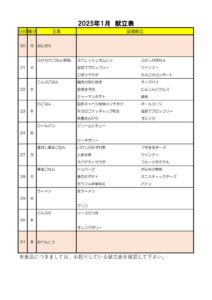 HP 202501献立表のサムネイル